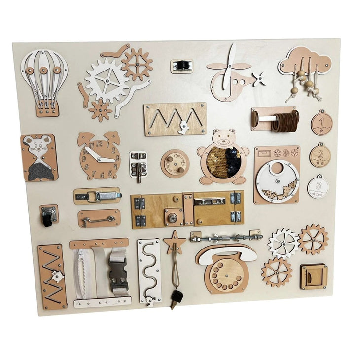 Stor sensorisk aktivitetstavla (60×70 cm) - Rootly - Montessori leksaker