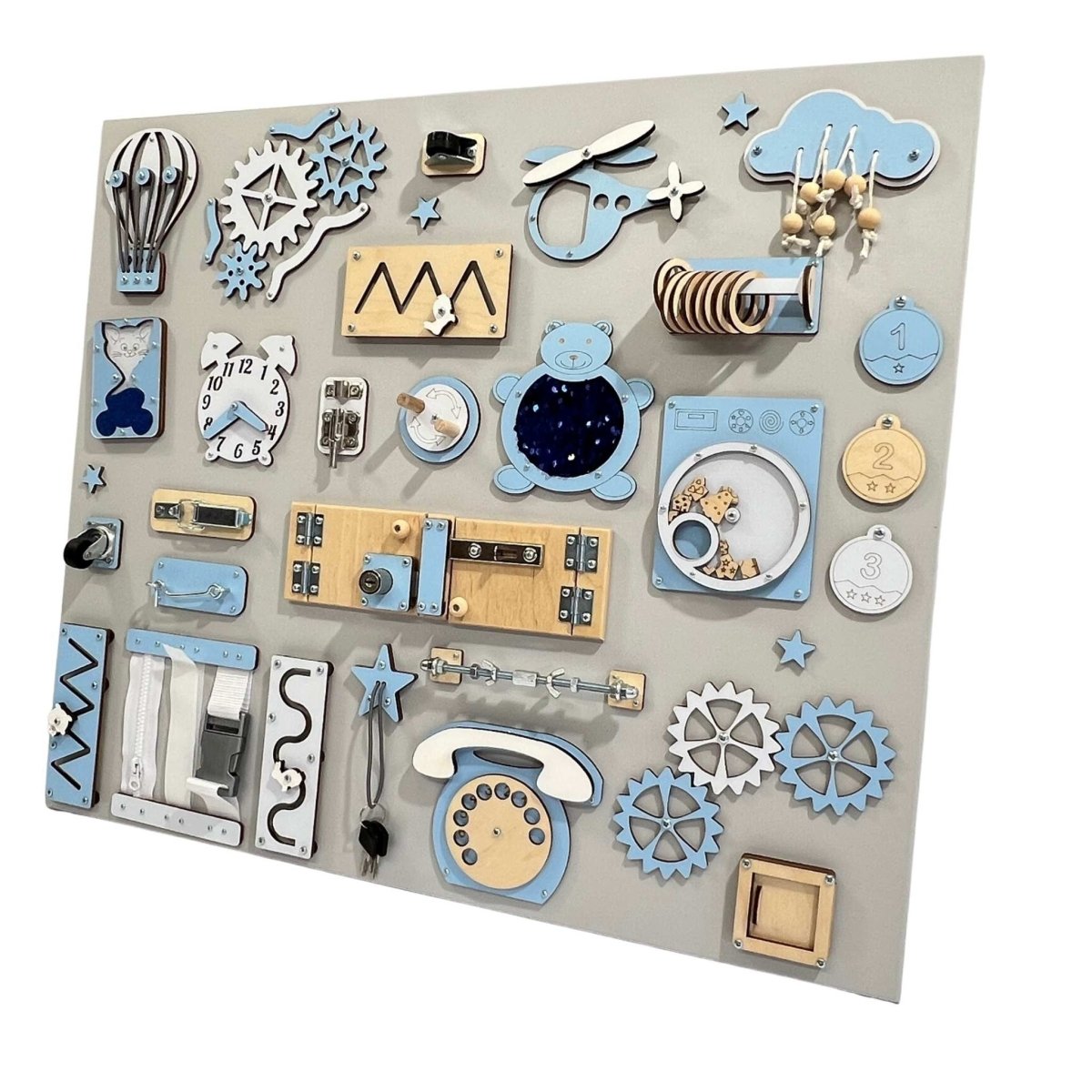 Stor sensorisk aktivitetstavla (60×70 cm) - Rootly - Montessori leksaker
