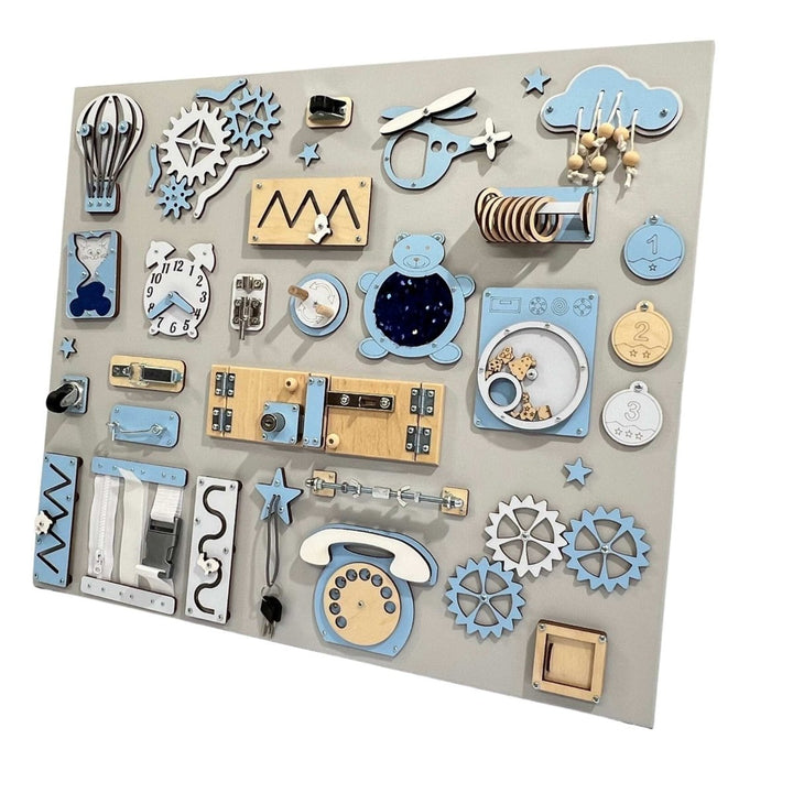 Stor sensorisk aktivitetstavla (60×70 cm) - Rootly - Montessori leksaker