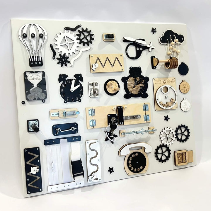 Stor sensorisk aktivitetstavla (60×70 cm) - Rootly - Montessori leksaker