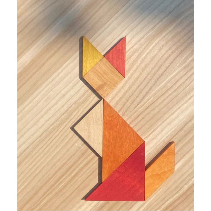 Tangram Pussel i Trä - Varma Färger - Rootly - Träleksaker