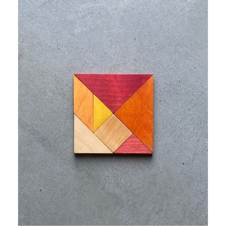 Tangram Pussel i Trä - Varma Färger - Rootly - Träleksaker