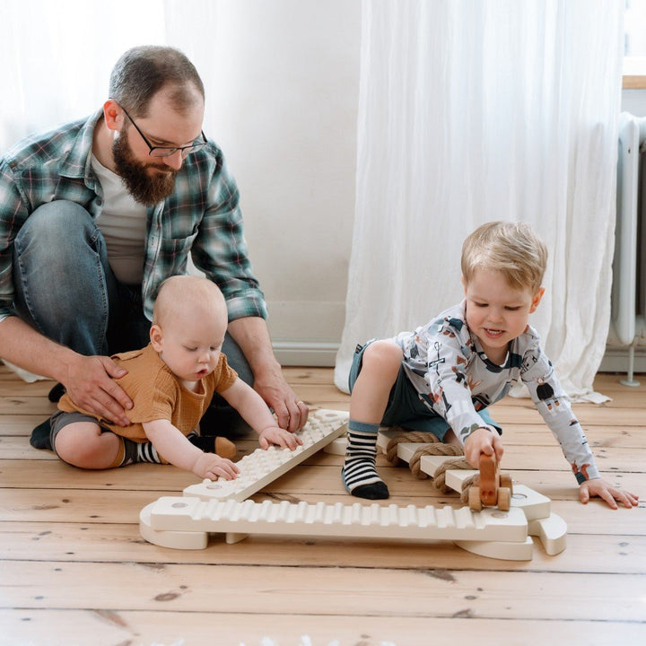 TipiToo® Små balansbrädor – 3 - delars set med juterep - Rootly - 