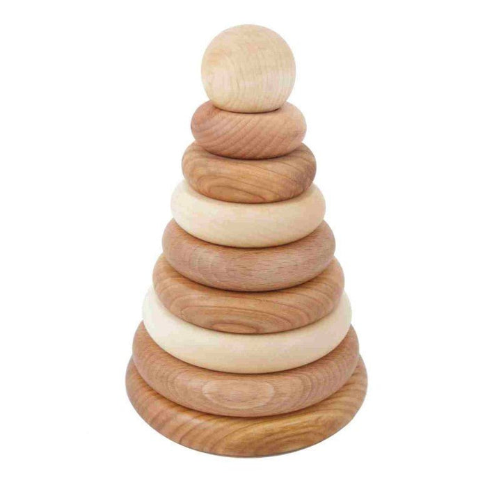 Wooden Round Pyramid - Natural - Rootly - Träleksaker