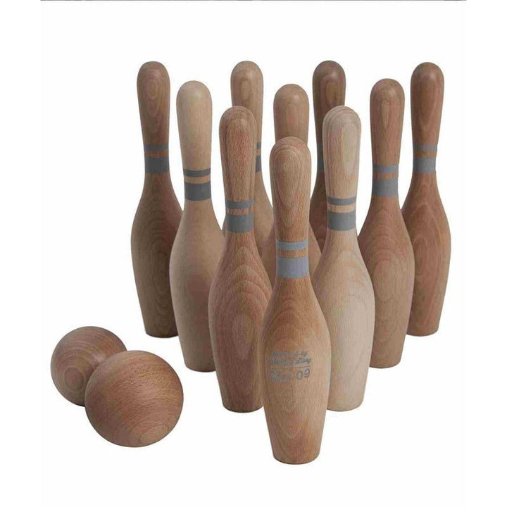 Wooden Story Träbowlingset - 10 kegel & 2 bollar, FSC - certifierat - Rootly - Träleksaker