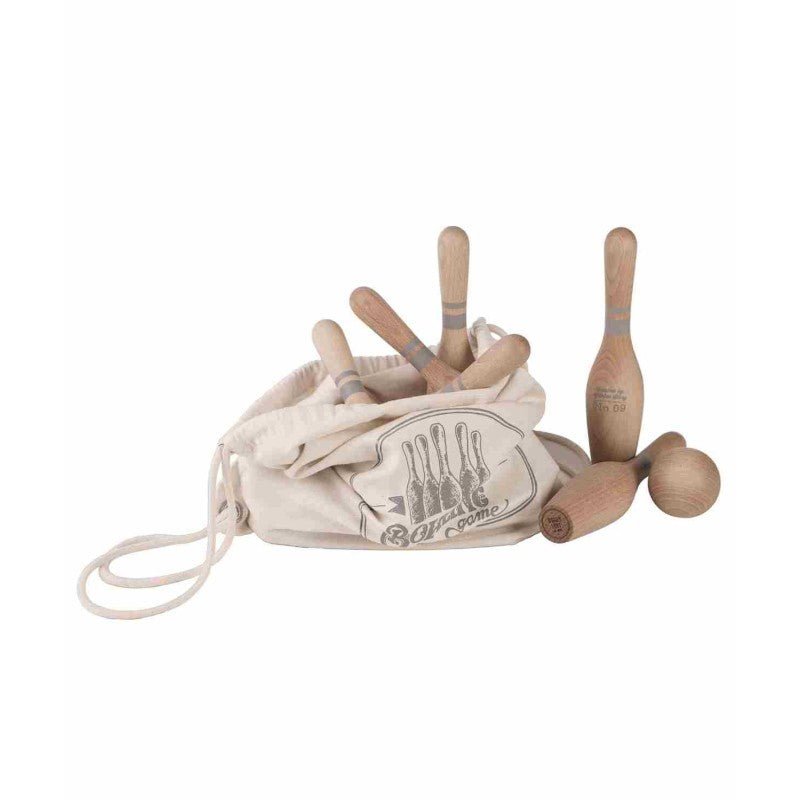 Wooden Story Träbowlingset - 10 kegel & 2 bollar, FSC - certifierat - Rootly - Träleksaker